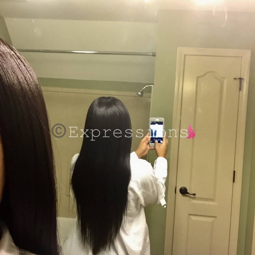 Long Straight Human Blend Lace Front Wig